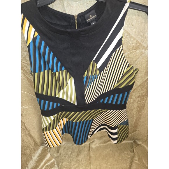 Worthington Women’s Sleeveless Peplum Top Large Multi-Color Striped Geometric... - Picture 5 of 9